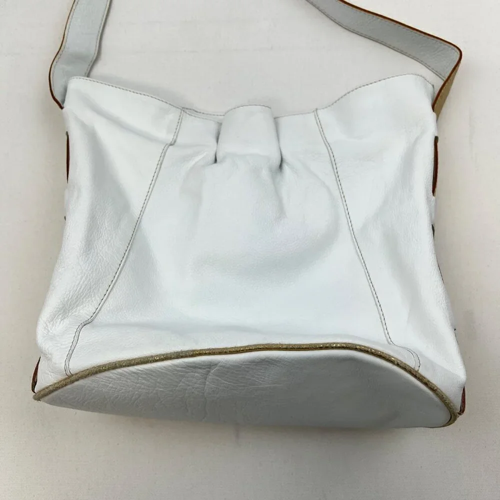 Pulicati Italia Genuine Leather Shoulder Bag White/Gold
